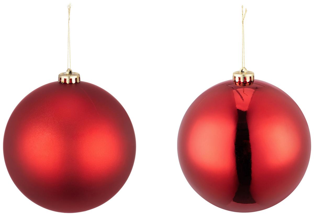 Christbaumkugel Kunststoff Silberfarben Handmade - Rot, KONVENTIONELL, Kunststoff (15cm) - Luca Bessoni