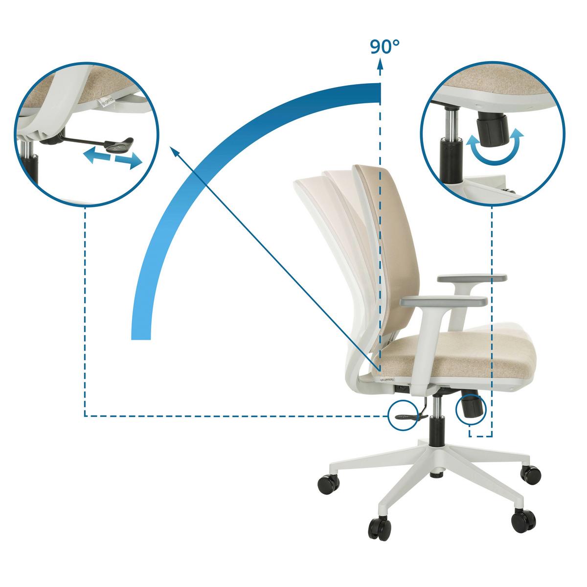 Drehstuhl Profondo Eco W - Beige/Weiß, Basics, Kunststoff/Textil (68/98,5-108,5/56cm) - MID.YOU