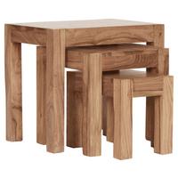 Beistelltisch Echtholz 3er-set Mumbai, Akazie - Akaziefarben, Design, Holz (45/50/35cm) - MID.YOU