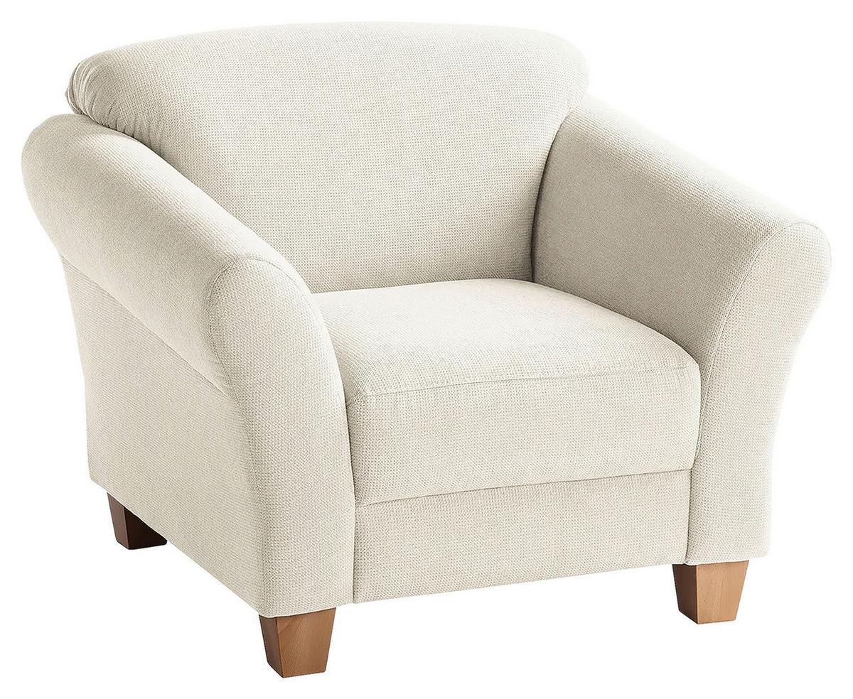 Sessel Gotland creme Rücken echt, 101x84x89 cm - Creme/Naturfarben, KONVENTIONELL, Textil (101/84/89cm) - Sit & More