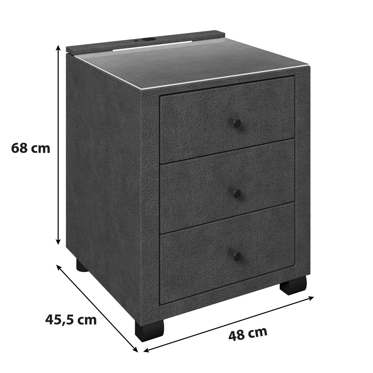 Nachtkästchen Elysia bordeaux, B: 48cm - Bordeaux, Trend, Glas/Holz (48/68/45,5cm) - Luca Bessoni