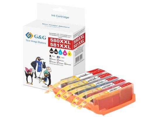 G&G Tintenpatronen PGI-580XXL 5-Er Set - Schwarz, Basics, Kunststoff