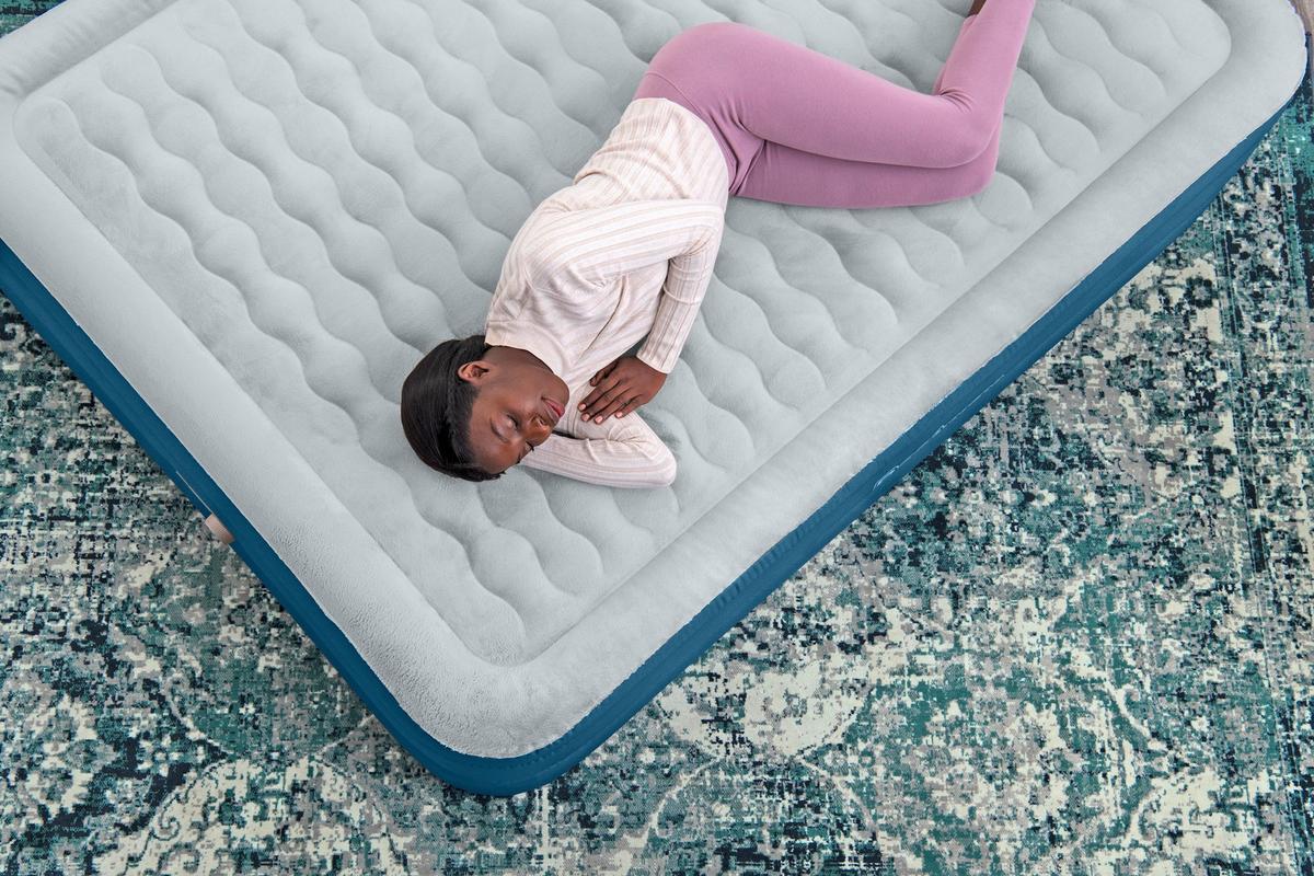 Luftbett Andrea 203x152x46 Cm Bis 350kg, Inkl. Pumpe - Grau/Hellblau, KONVENTIONELL, Kunststoff/Metall (203/152/46cm) - Bestway
