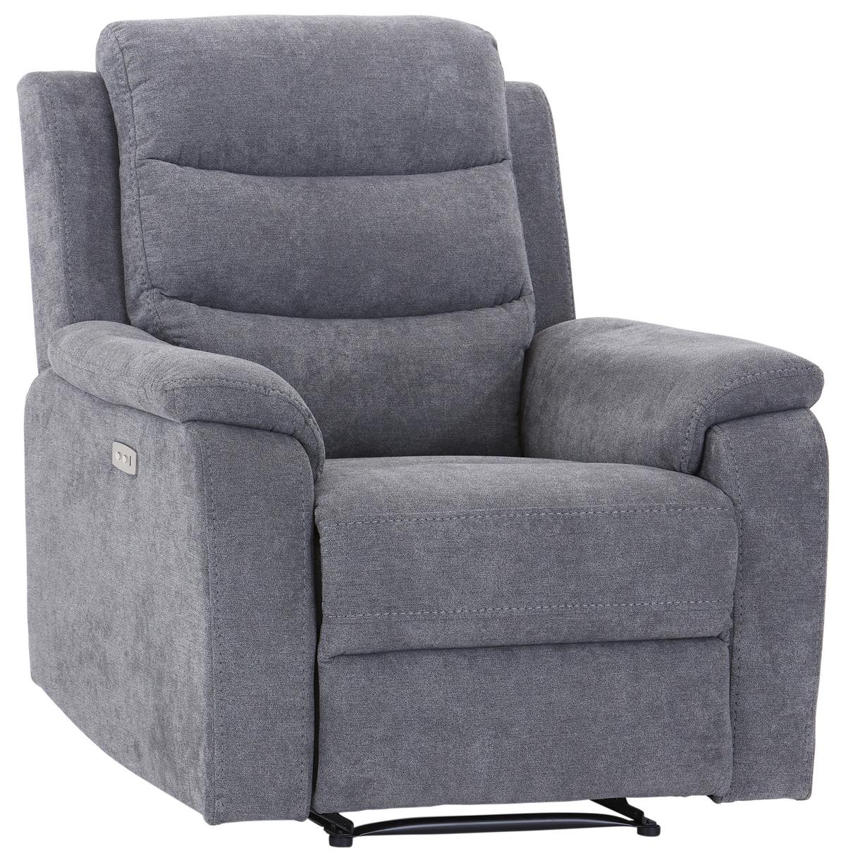 Relaxační křeslo MANSCHESTER, šedá - šedá/černá, Konvenční, textil/plast (92/102/93cm) - Based