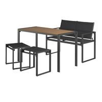 Balkonset Lissabon - Anthrazit/Schwarz, MODERN, Kunststoff/Textil - Beldano