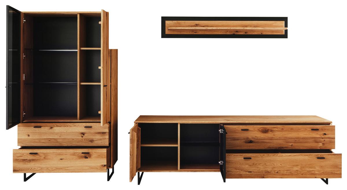 Wohnwand Arezzo Wildeiche/Anthrazit B: 319 cm - Wildeiche/Anthrazit, Design, Glas/Holz (319/186/50cm) - MID.YOU