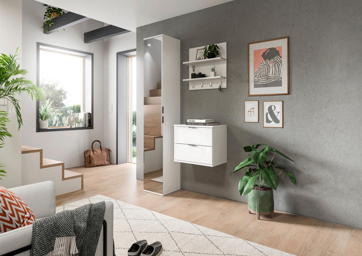 Garderobe Projekt X 3-Teilig Weiß B: 82 cm - Weiß Hochglanz/Weiß, Design, Holzwerkstoff (82/193/34cm) - Livetastic