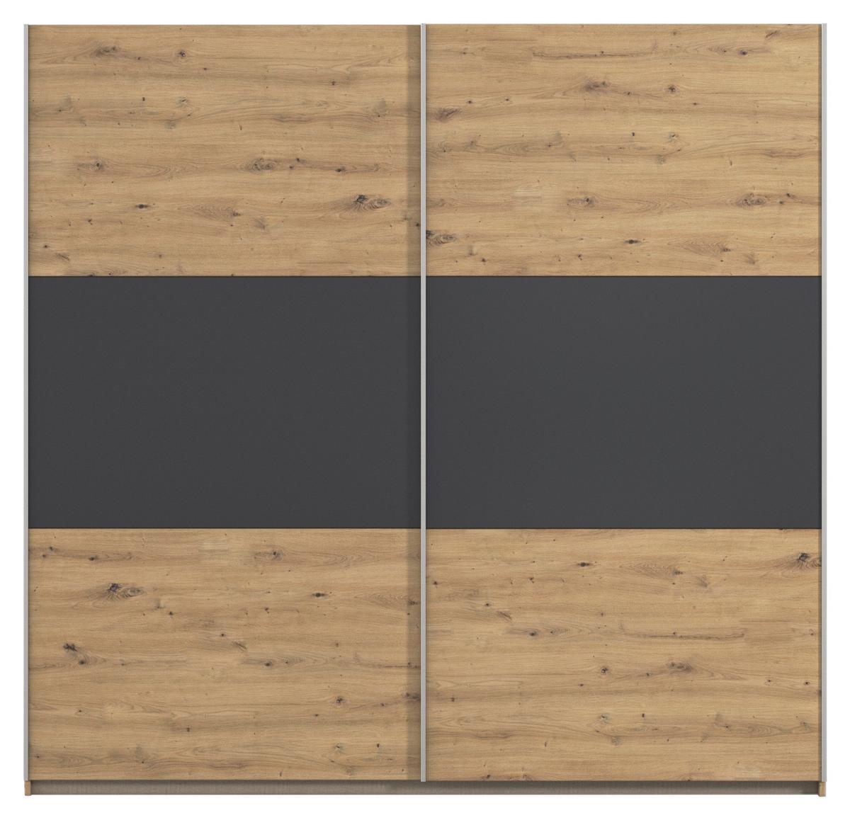 Tolóajtós Szekrény Foster 218/210 Cm - Artisan tölgy/szürke, Konventionell, faalapú anyag (218/210/59cm)