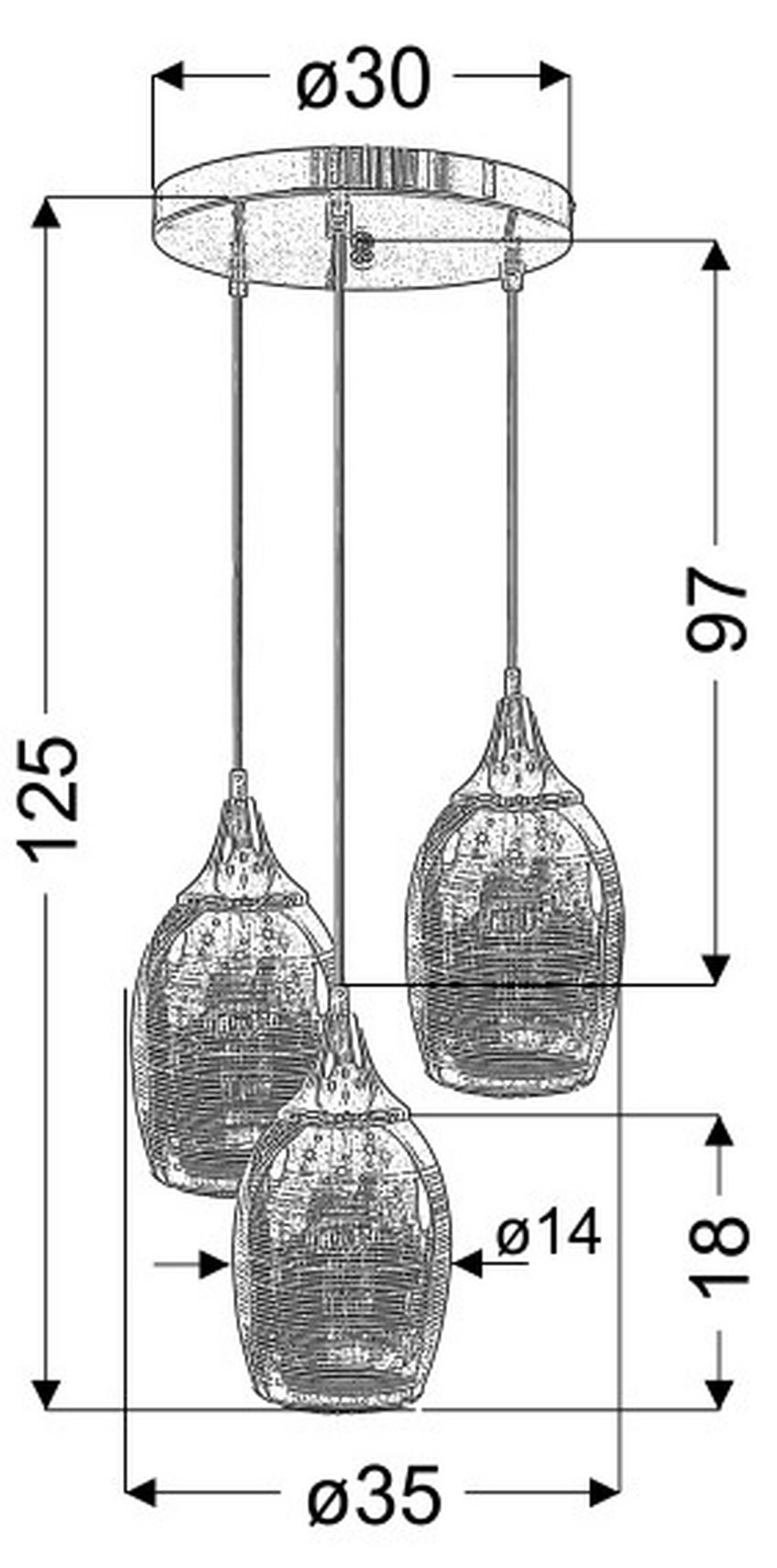 Hängeleuchte 33-60181 - Chromfarben, Design, Metall (35/35/125cm)