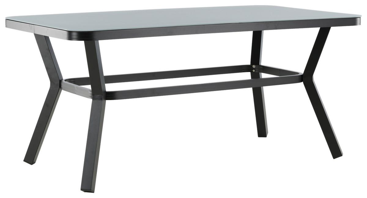 Gartentisch Virya - Schwarz/Grau, KONVENTIONELL, Glas/Metall (160/90/74cm) - Gardenson