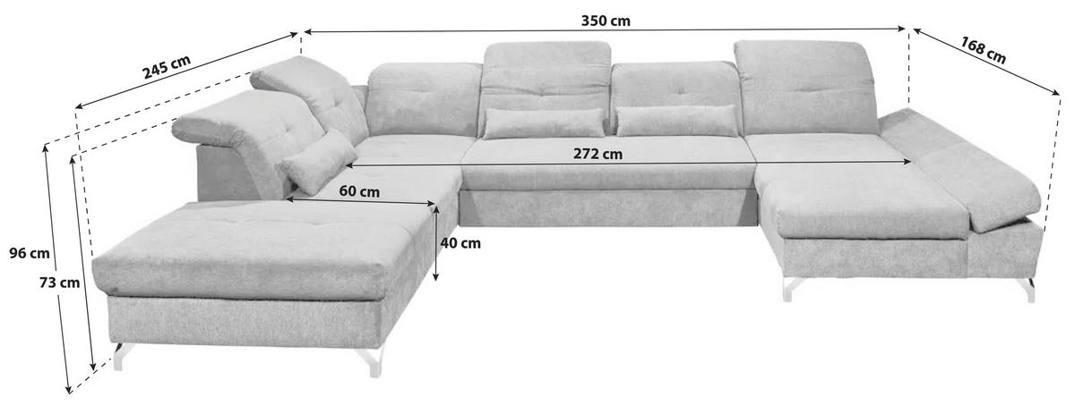 Wohnlandschaft Melfi - Anthrazit/Silberfarben, MODERN, Holzwerkstoff/Textil (245/350/168cm) - MID.YOU