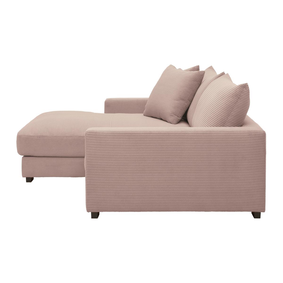 Rohová sedačka PEDRO, levá, růžový manšestr - růžová, Moderní, textil (180/265cm) - Mömax