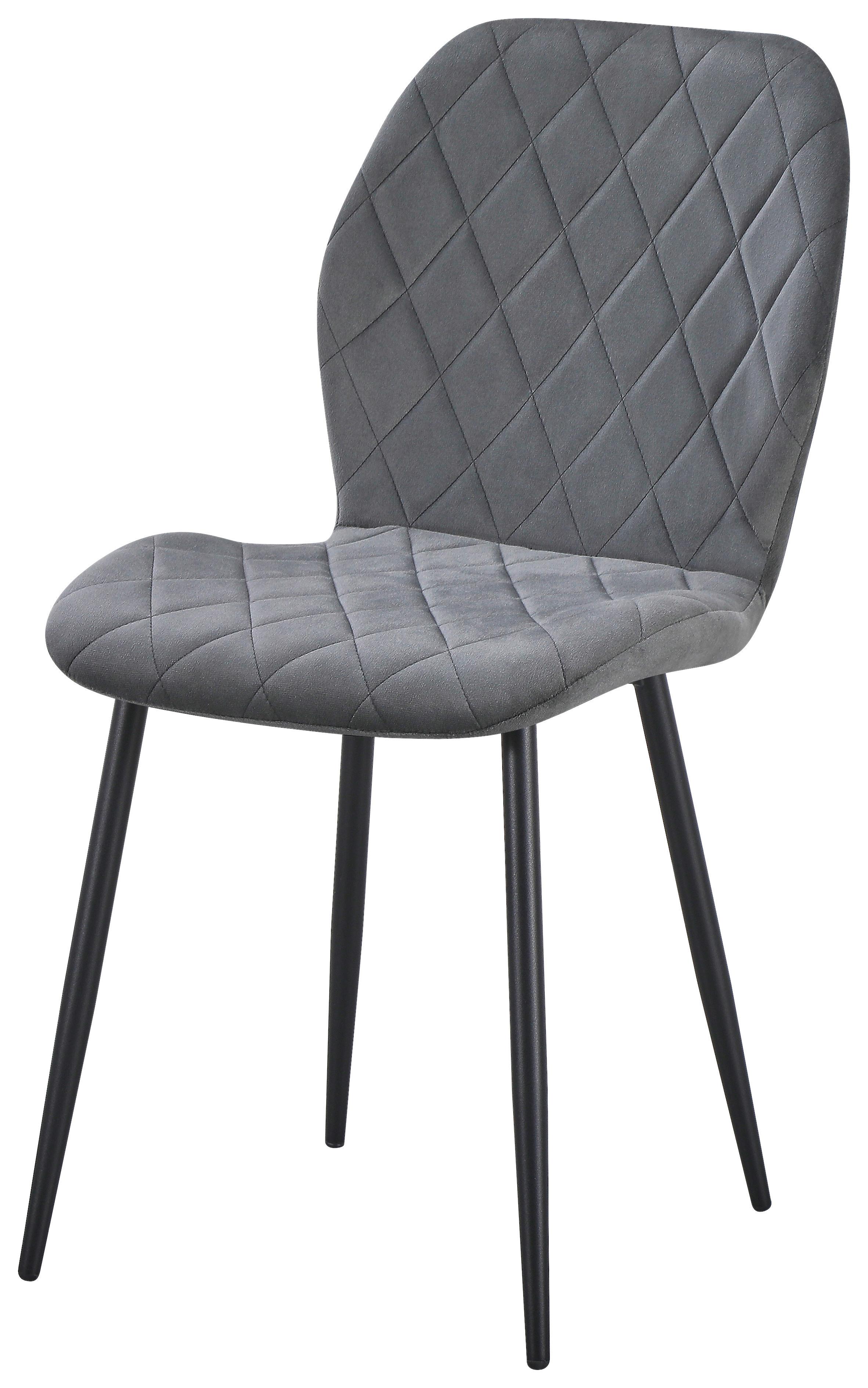 Vierfußstuhl Zoe Samt dunkelgrau, B: 58cm - Dunkelgrau/Schwarz, Trend, Textil/Metall (58/85/47cm)