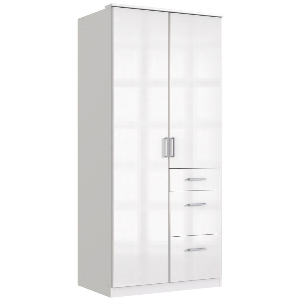 Drehtürenschrank mit Laden B: 91 cm Clack, Weiß