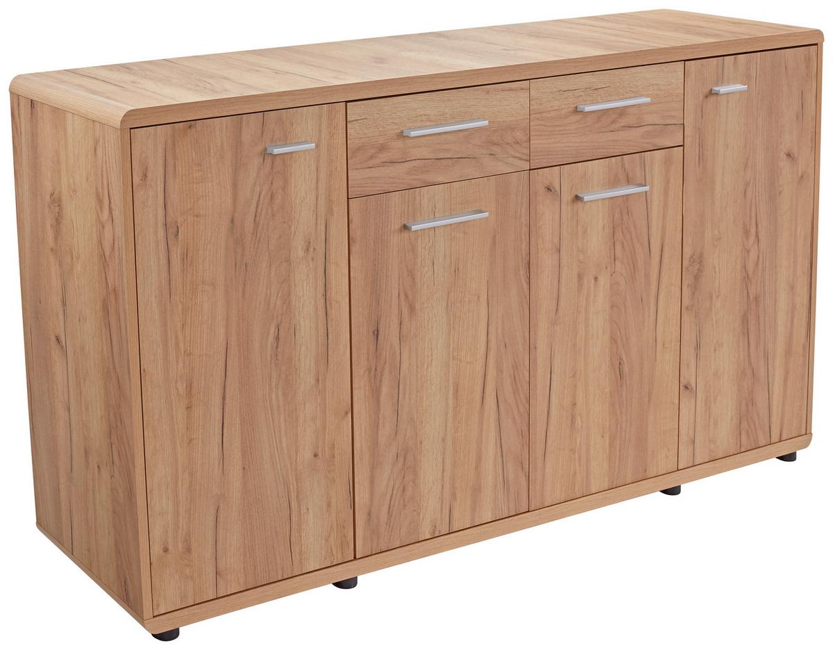 KOMODA FONTANA - barvy dubu/černá, Moderní, kompozitní dřevo/plast (174/87/40cm)