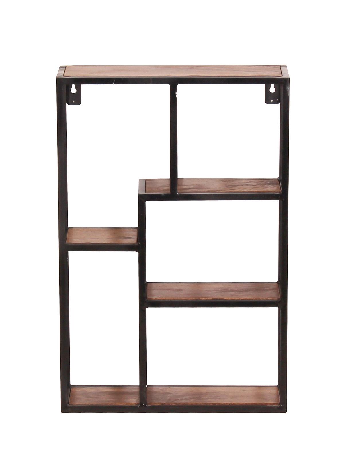 Wandregal Mangoholz B: 40cm - Schwarz/Naturfarben, Design, Holz/Metall (40/60/13cm) - MID.YOU