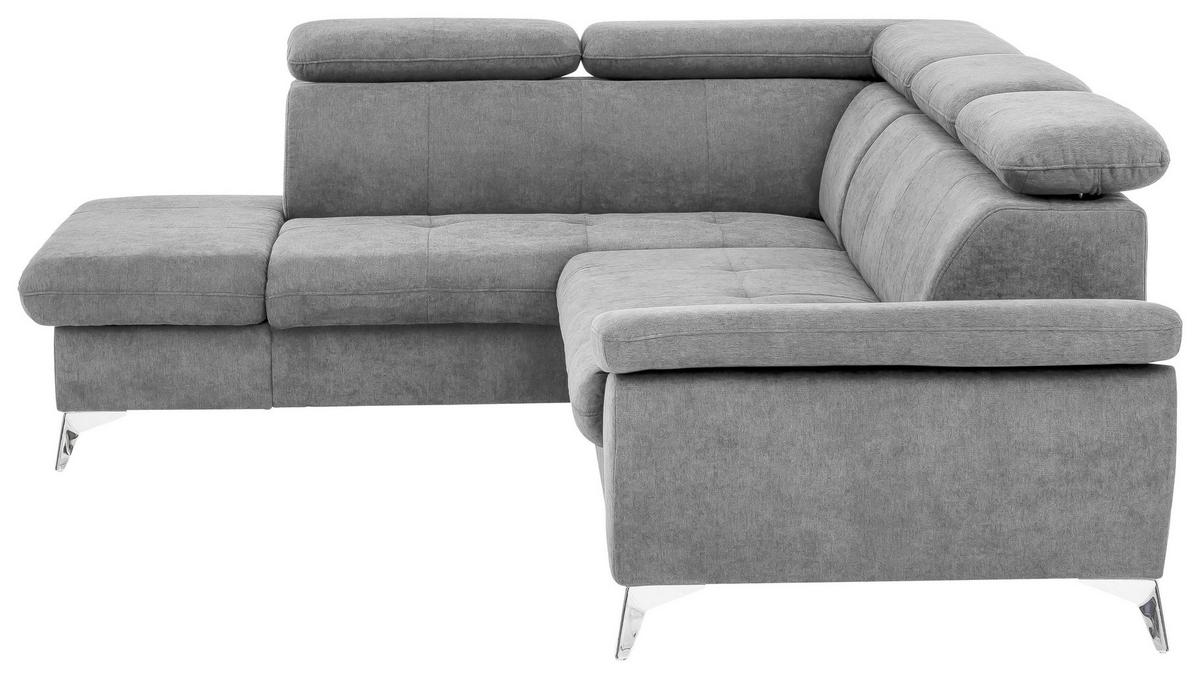 Ecksofa Mit Schlaffunktion Und Bettkasten Gisele Grau - Chromfarben/Hellgrau, KONVENTIONELL, Textil (209/256cm) - Livetastic