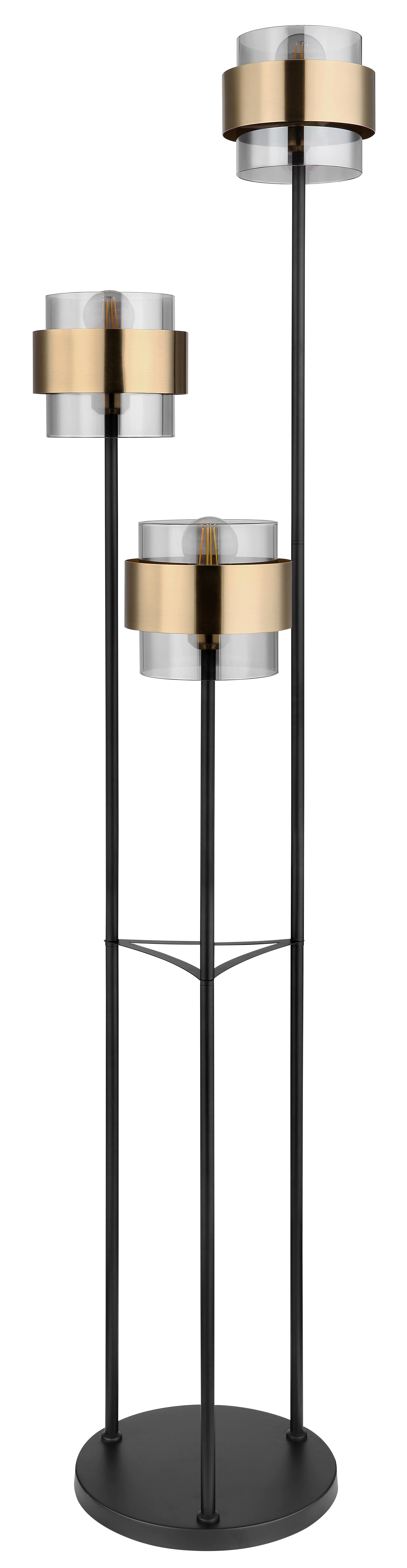 Állólámpa 15560s - sárgarézszínű/fekete, Design, üveg/fém (43/167cm)