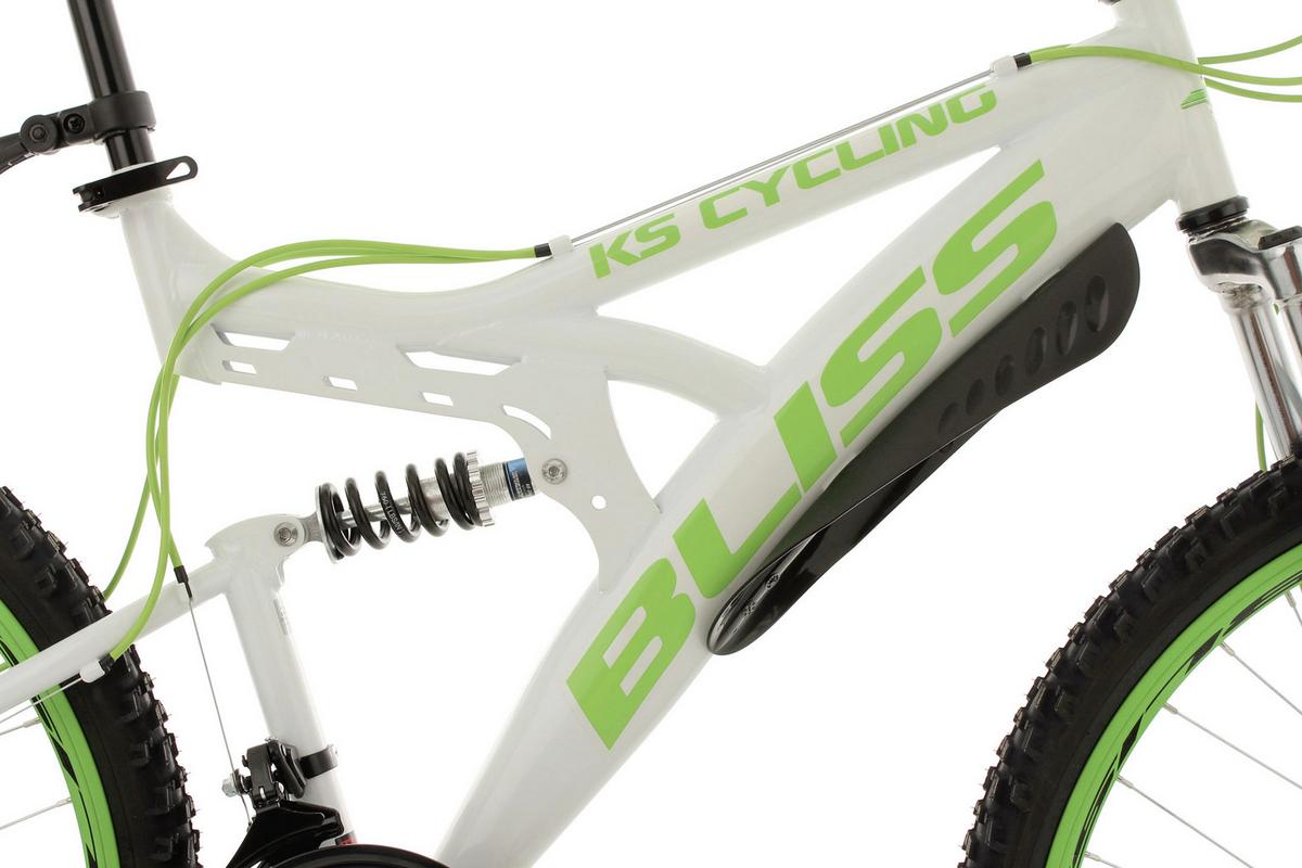 Mountainbike Fully 26 Zoll Bliss 21 Gänge - Weiß/Grün, Basics, Metall (180/70/80cm) - KS Cycling