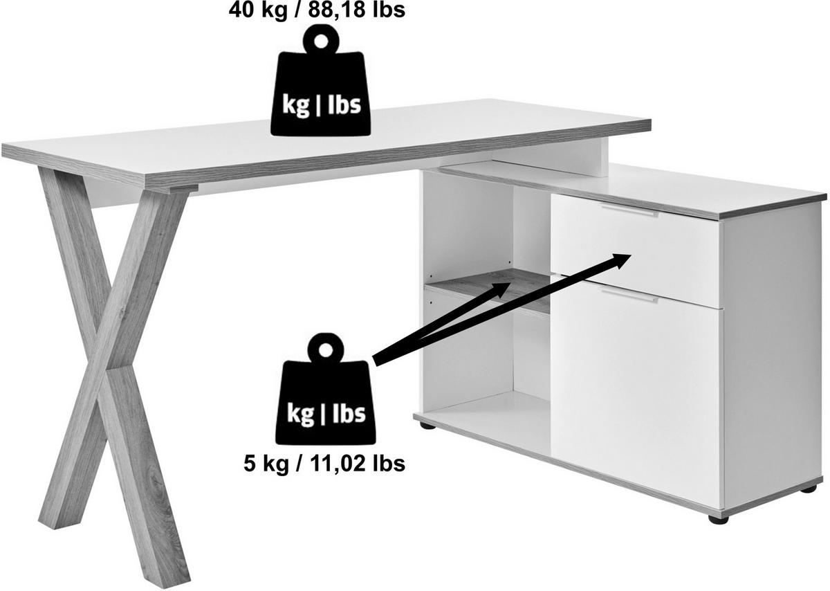 Eckschreibtisch Mit Stauraum B 140cm H 76cm Club, Eichefarbe - Eichefarben, MODERN, Holzwerkstoff (140/95/76cm) - Livetastic