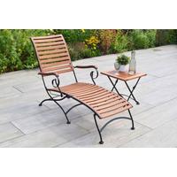 Gartenliege Inkl. Beistelltisch - Schwarz/Naturfarben, KONVENTIONELL, Holz/Metall (65l) - Gardenson