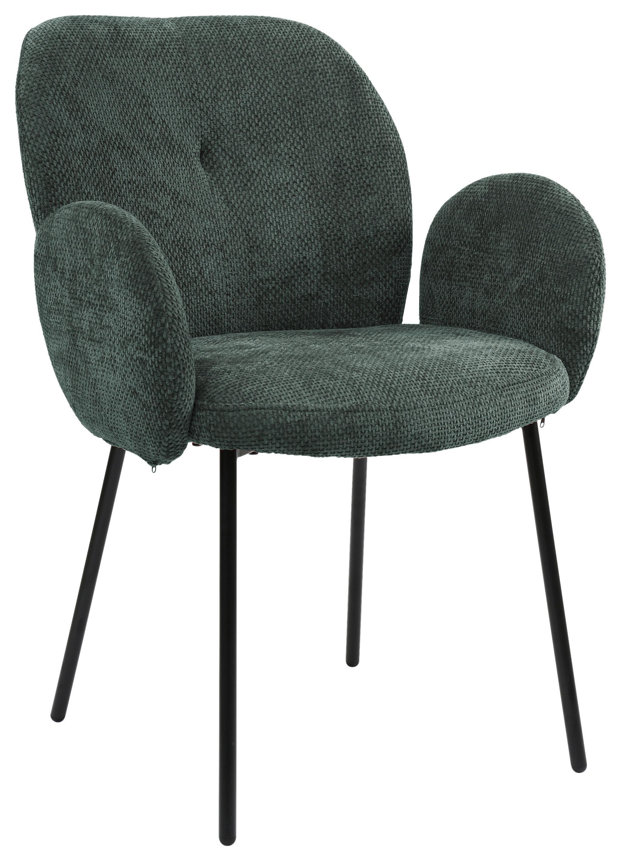 Židle s područkami Mara, zelená - černá/zelená, Lifestyle, kov/dřevo (60/87/64cm) - Mömax