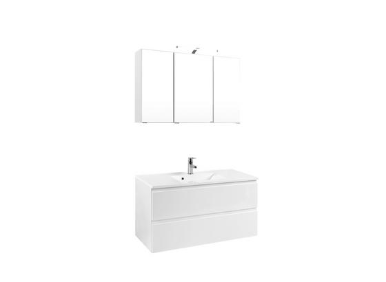 Badmöbel-Set 2-Tlg. inkl. Led Cardiff B: 100 cm, Weiß - Weiß, Design, Holzwerkstoff (100/64/47cm) Badmöbel-Set 2-Tlg. inkl. Led Cardiff B: 100 cm, Weiß - Weiß, Design, Holzwerkstoff (100/64/47cm)