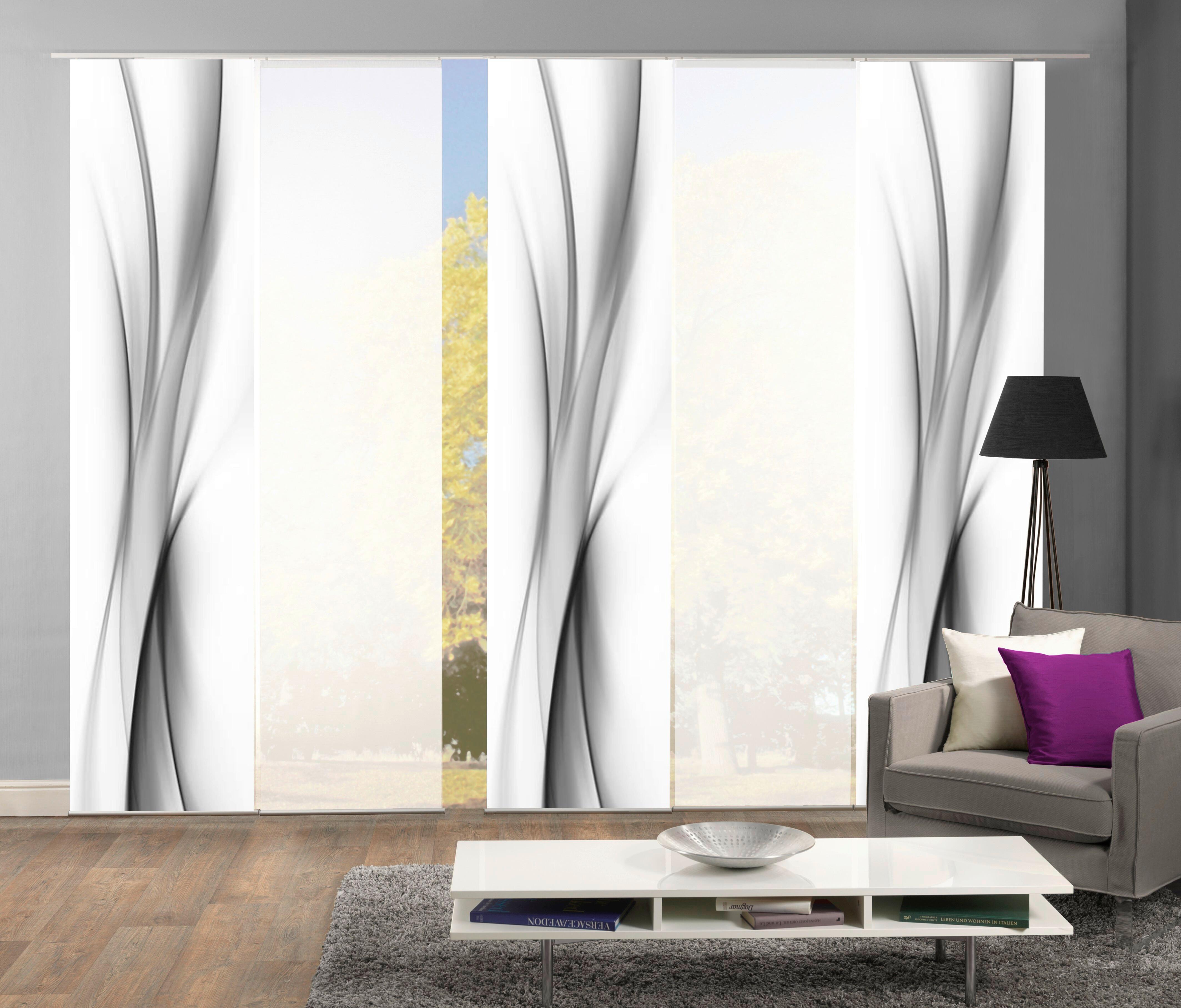 Flächenvorhang 5er Set Rochelle - Grau, Design, Textil (60/245cm) - Schmidt W. Gmbh