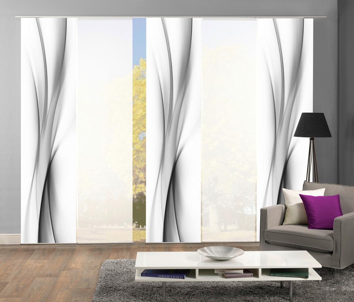 Flächenvorhang 5er Set Rochelle - Grau, Design, Textil (60/245cm) - Schmidt W. Gmbh