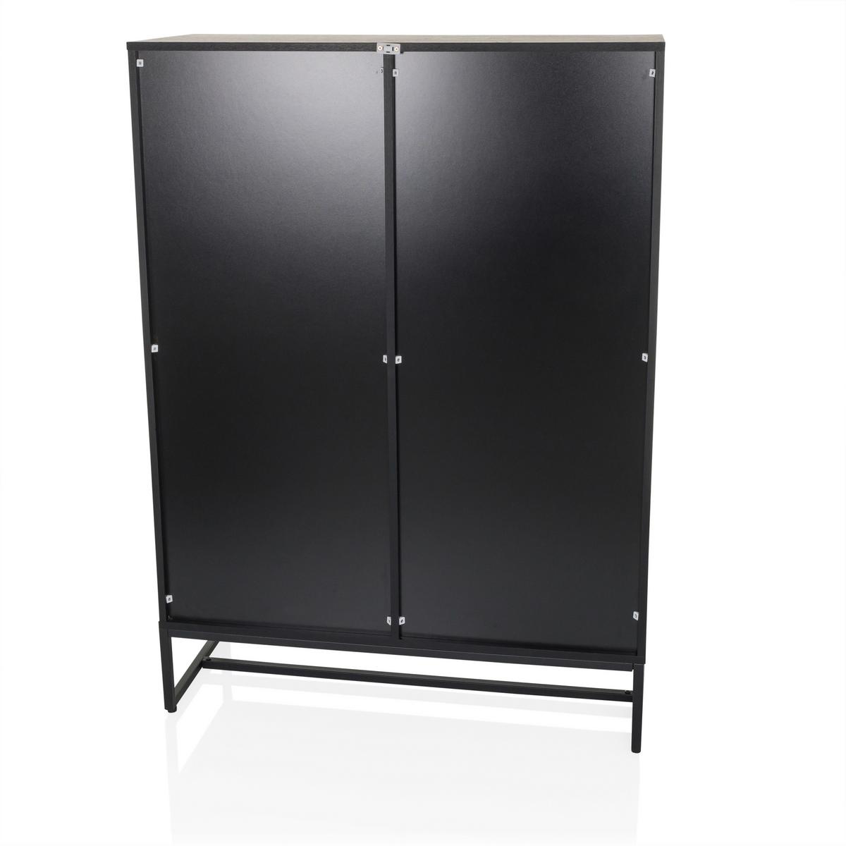 Highboard Amio Eichefarben, Schwarz B: 100 Cm - Eichefarben/Schwarz, MODERN, Holzwerkstoff (100/140/40cm) - MID.YOU
