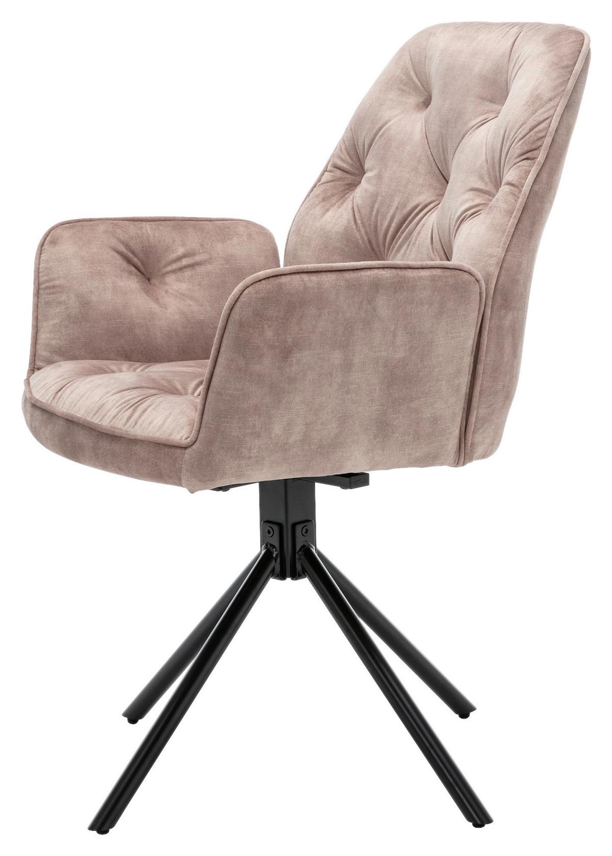 Esszimmerstuhl Sarina Beige/ Schwarz Gepolstert 2-Er Set - Beige/Schwarz, Basics, Textil/Metall (59,9/89/62cm) - MID.YOU