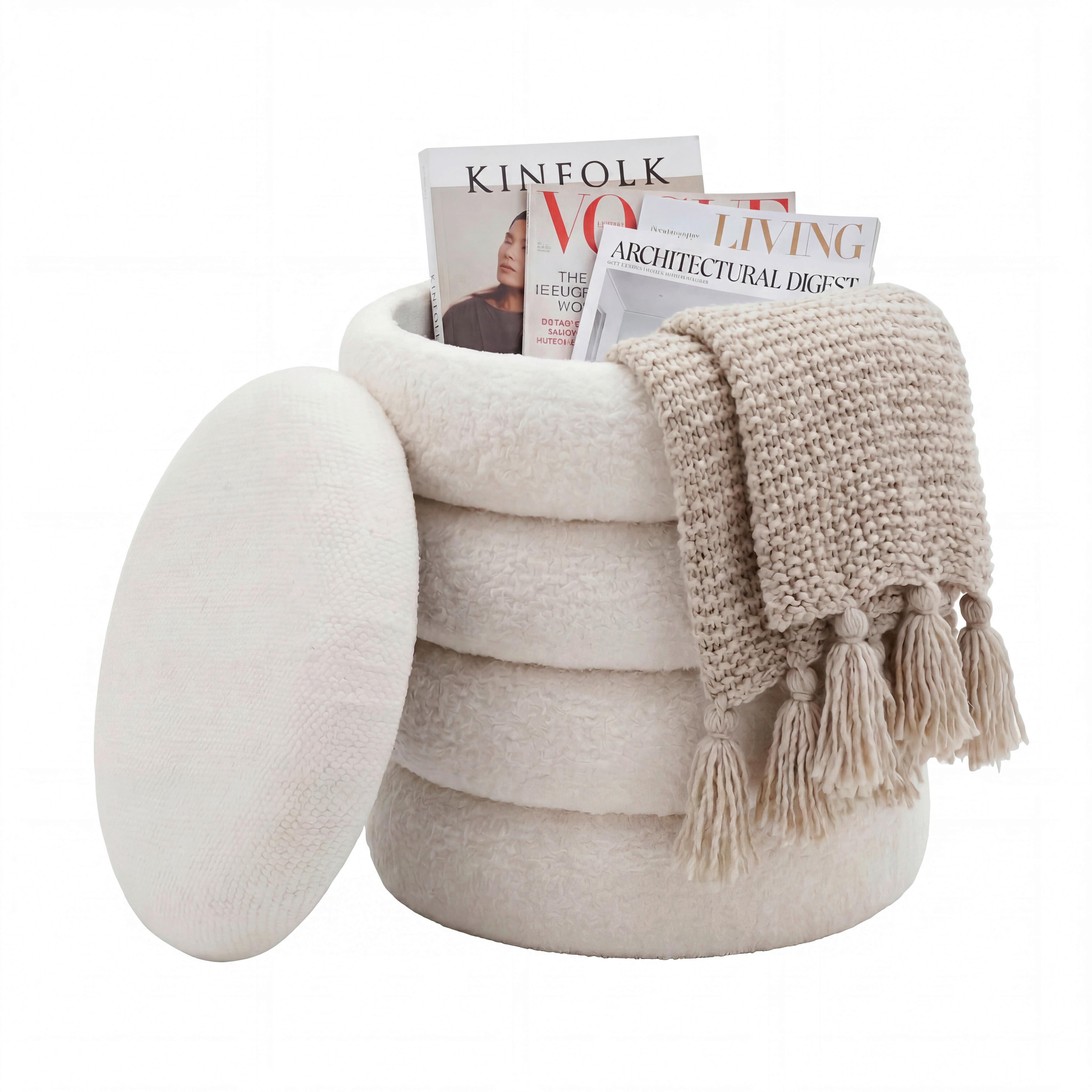 Taburet, š: 40 cm - krémová, Design, textil (40/45/40cm) - Livetastic