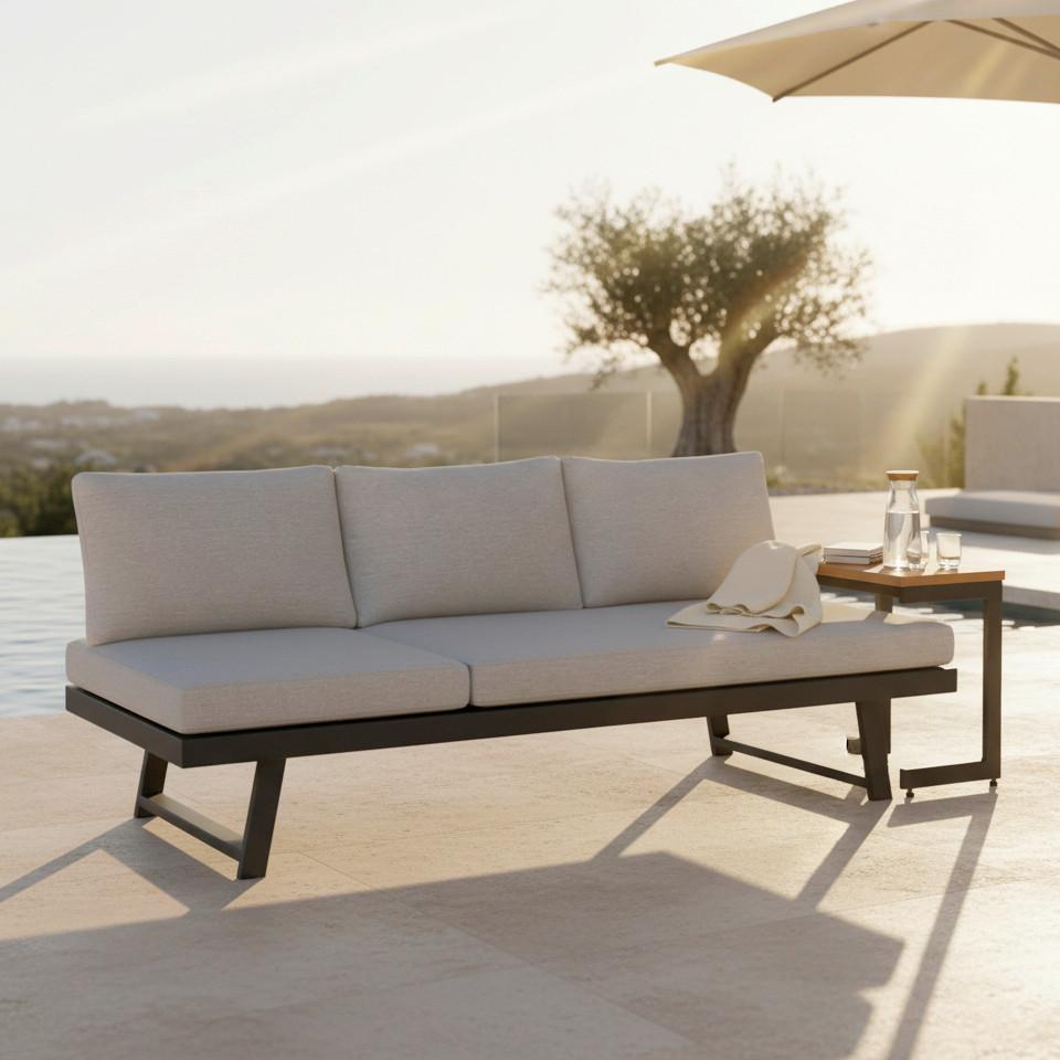 Záhradná lavica LOAN - sivá/antracitová, Modern, kov/drevo (210/84/78cm) - Bessagi Garden