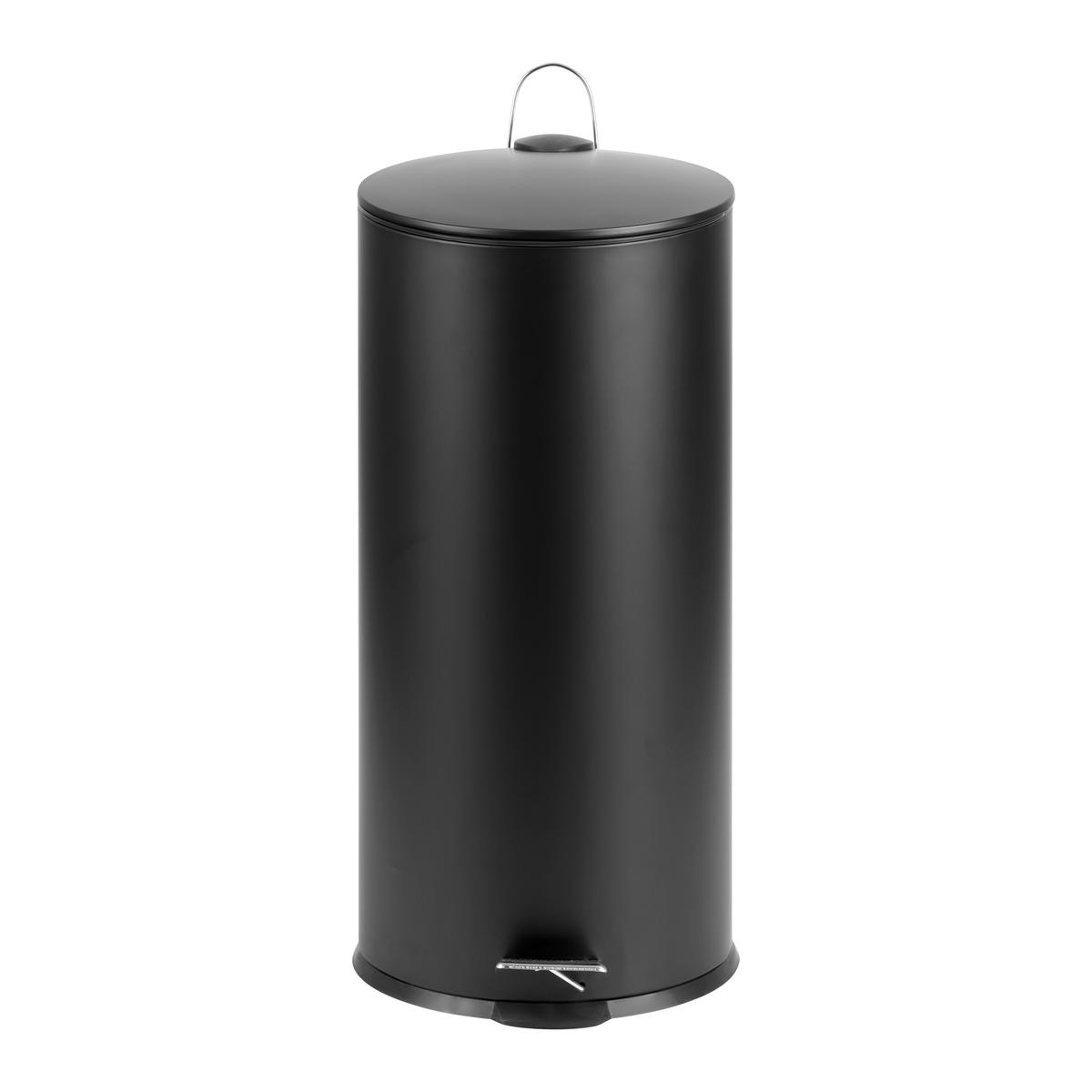Koš s nášlapným pedálem černá 30L - černá, Moderní, kov/plast (29,5/63,5cm) - Mömax