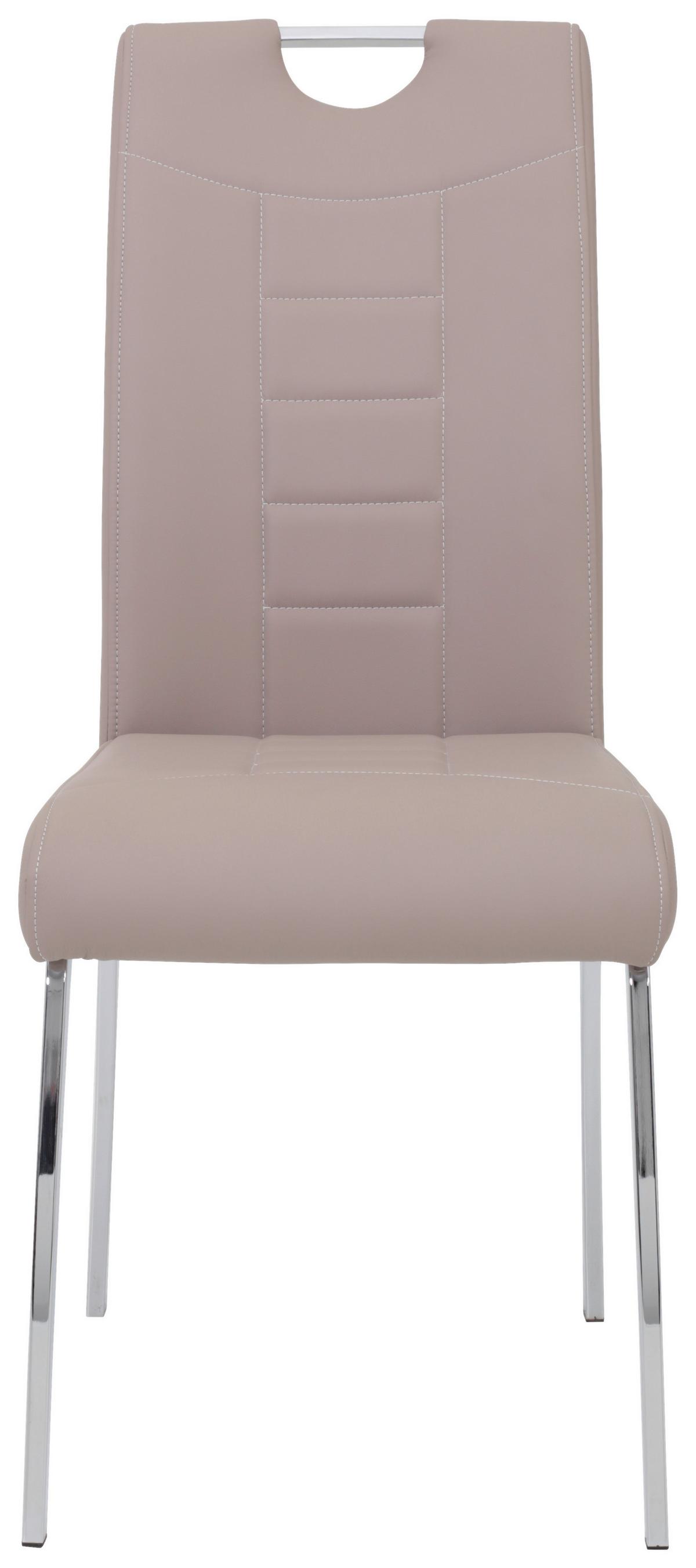 Esszimmerstuhl Andrea S Cappuccino Gepolstert 2er-Set - Chromfarben/Weiß, MODERN, Textil/Metall (43/100/64cm) - MID.YOU