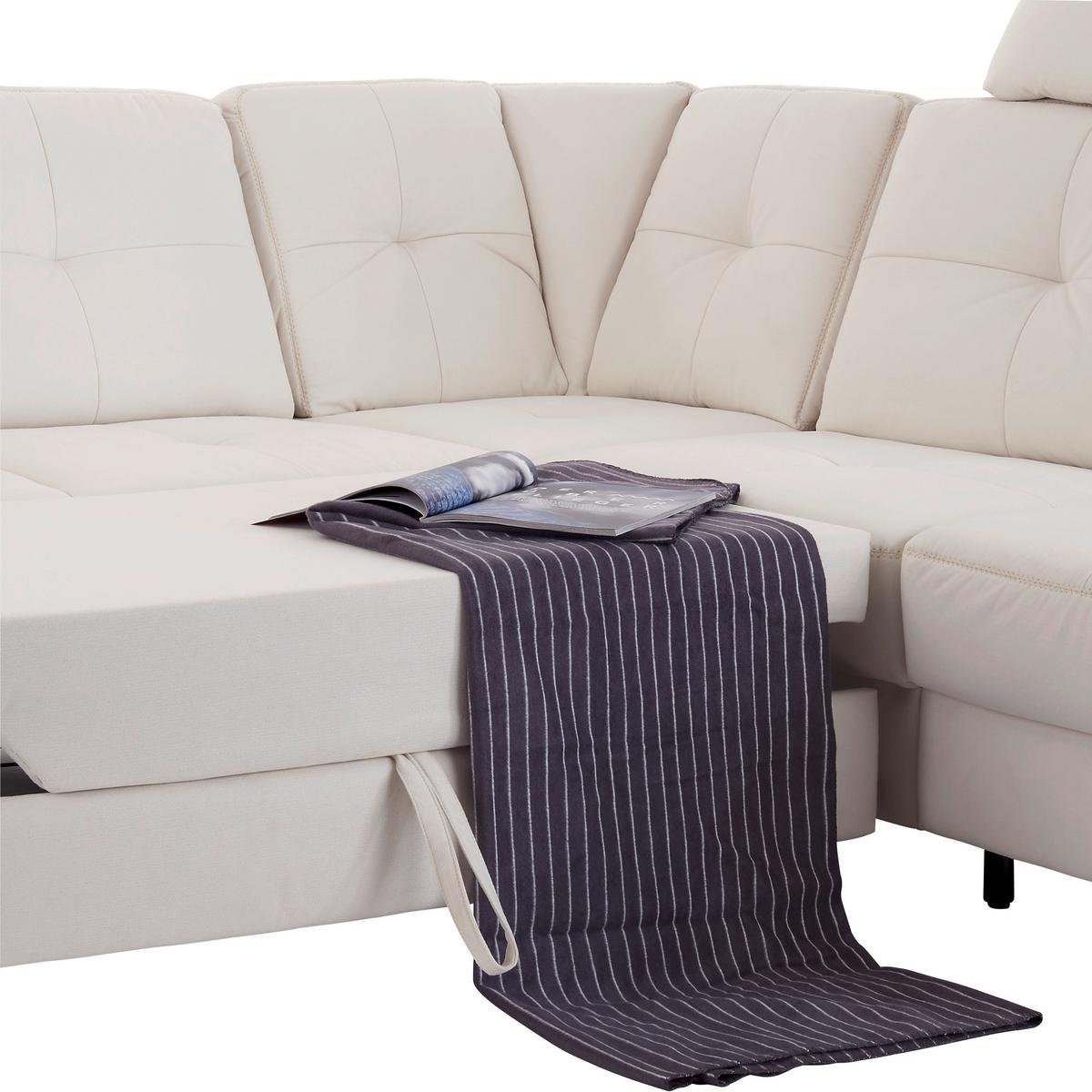 Ecksofa Varese Mit Bettkasten Naturfarben 239x164 Cm - Beige/Schwarz, KONVENTIONELL, Textil (239/164cm) - James Wood