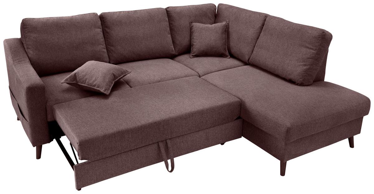 Ecksofa mit Schlaffunktion Valentina mit Kissen Bordeaux - Bordeaux/Naturfarben, KONVENTIONELL, Textil (230/200cm) - P & B