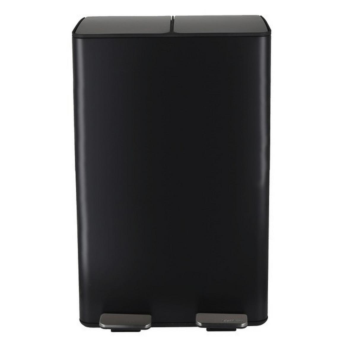 Treteimer Aliya 60l Schwarz Metall Lbh: 45x30x71 - Schwarz, Basics, Kunststoff/Metall (45/30/71cm) - Spirella