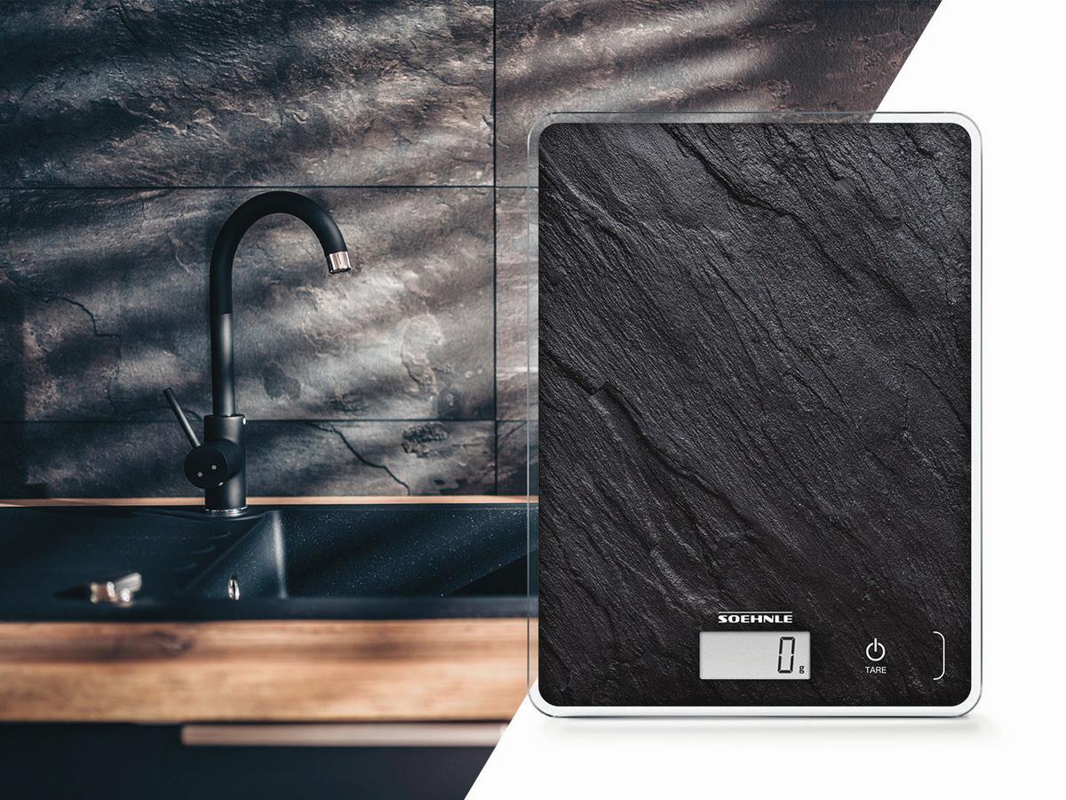 Küchenwaage 61515 Page Compact 300 Slate - Schwarz, KONVENTIONELL, Glas/Kunststoff (20/1,3/15cm) - Soehnle