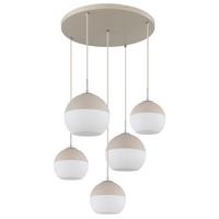 Hängeleuchte Exkl. 5xe27, 60w - Sandfarben/Beige, Design, Glas/Textil (57/120cm) - Globo