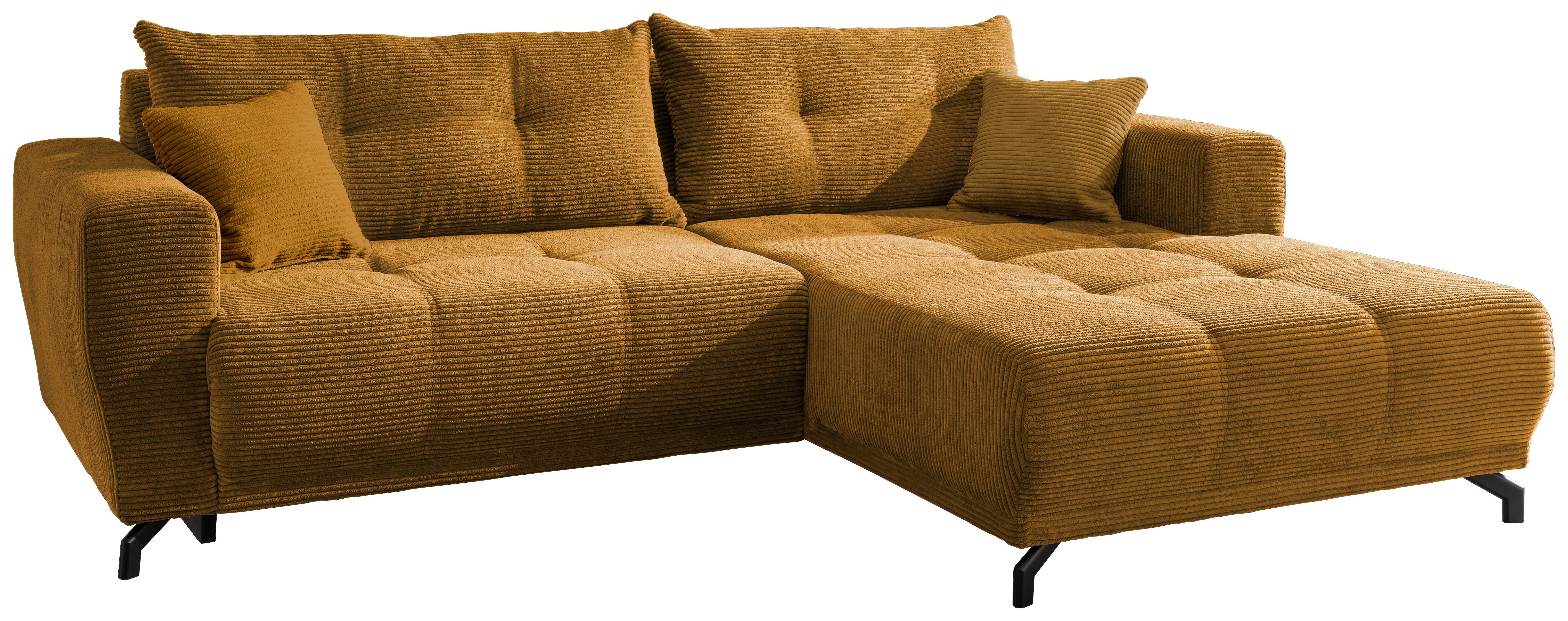 Ecksofa Restato Goldfarben S: 246/177 cm - Goldfarben/Schwarz, MODERN, Textil (246/177cm) - MID.YOU