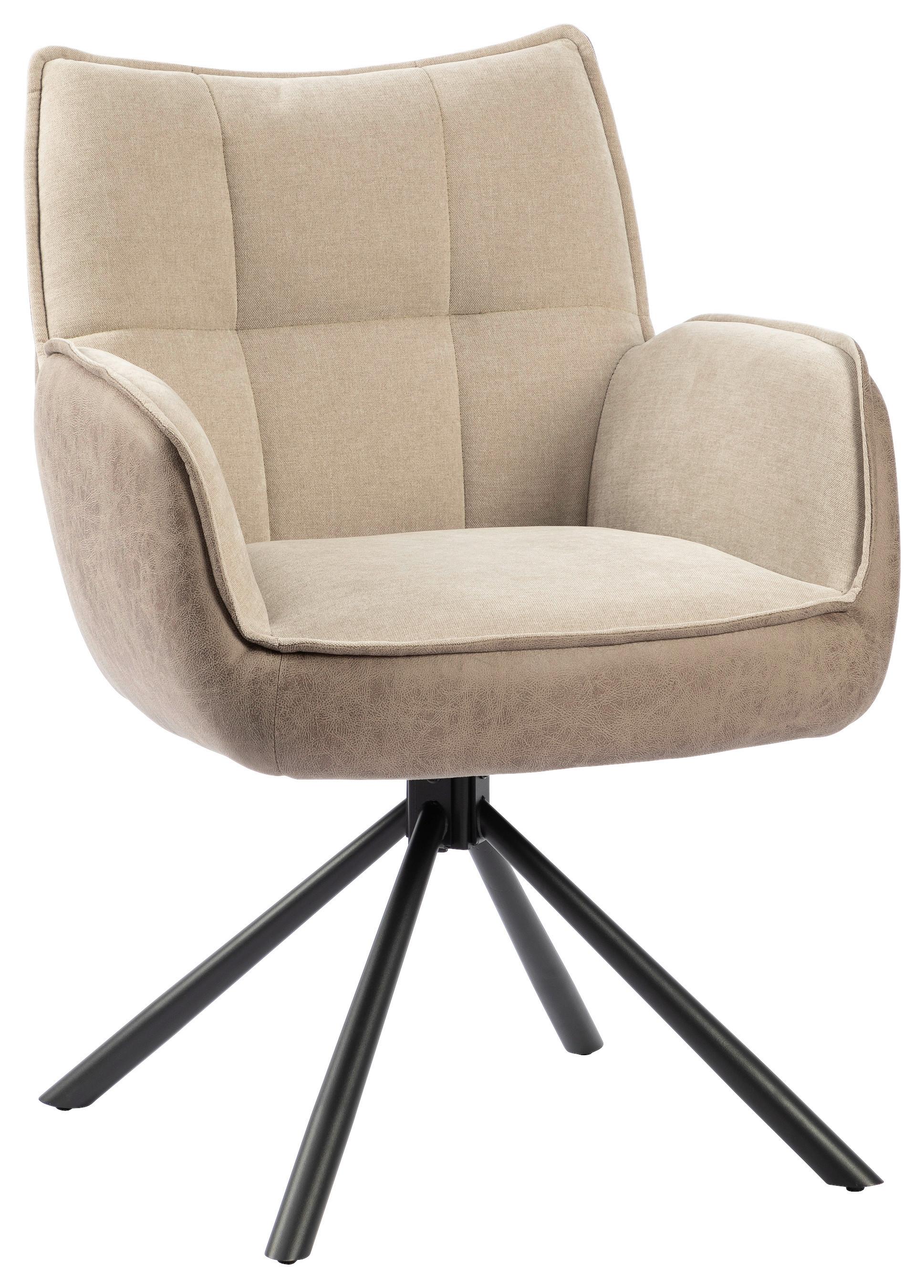 Armlehnstuhl Verona Beige B: 60 cm - Beige/Schwarz, MODERN, Textil/Metall (60/87/63cm) - MID.YOU