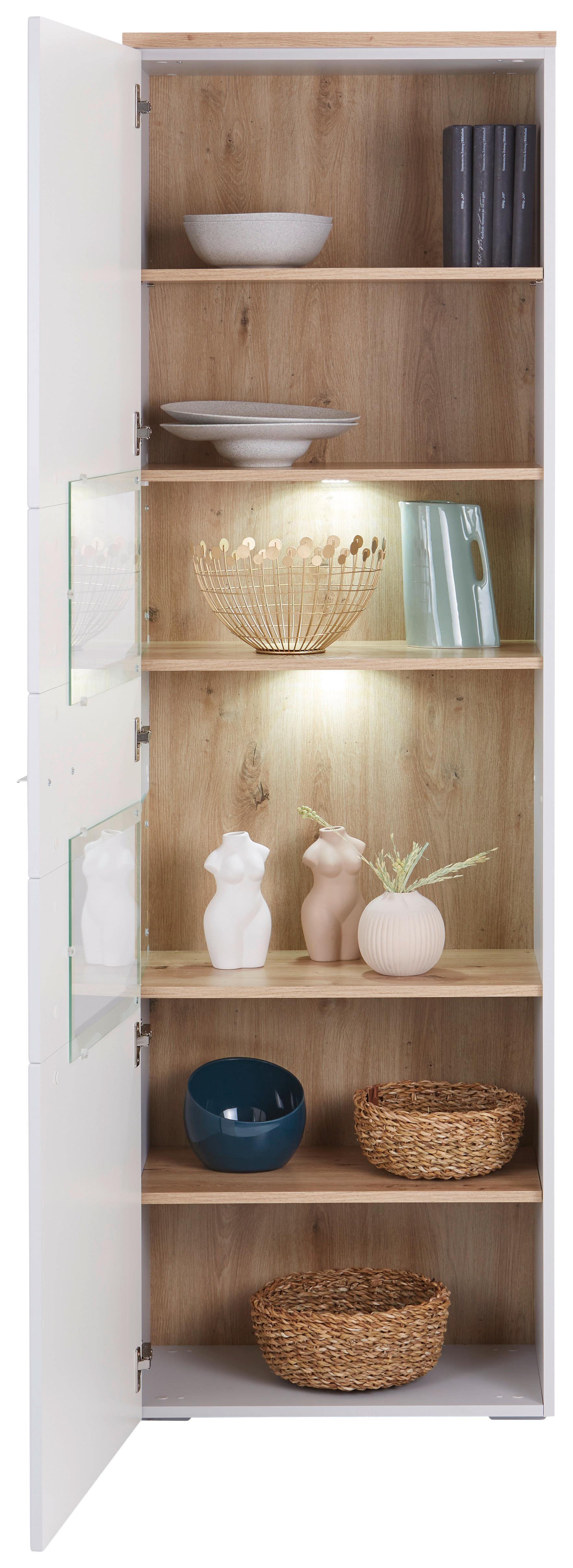 Vitrine Twin B: 60,1 Cm Hellgrau/eiche Artisan Dekor - Eiche Bianco/Eichefarben, MODERN, Holzwerkstoff (60,1/198,4/37,2cm)