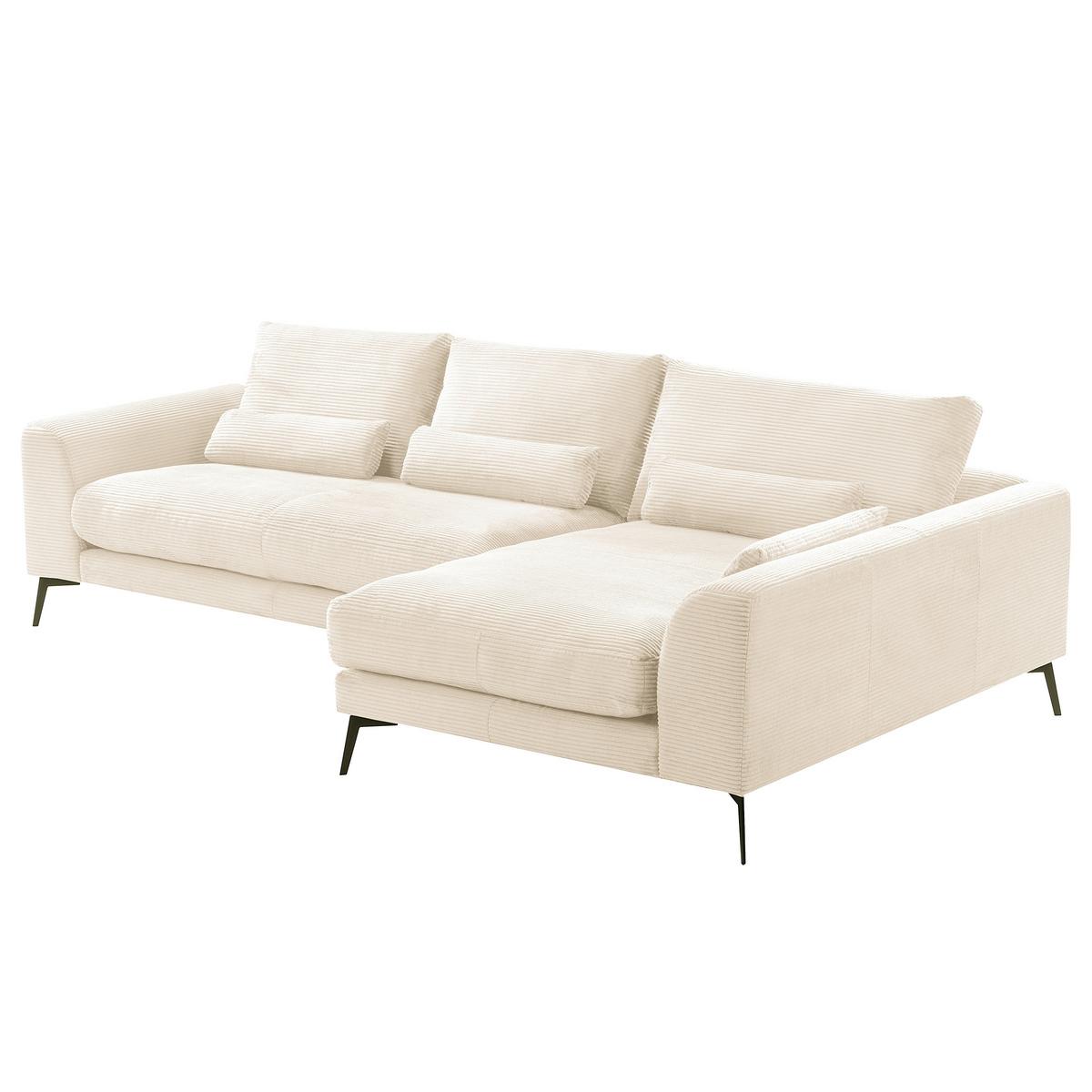 Ecksofa Berlin Cord Creme 313x172 cm - Creme/Schwarz, Design, Textil (313/172cm) - P & B