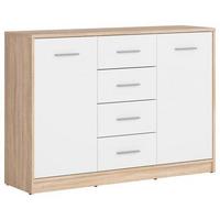 Kommode 118,5 cm Nepo Plus Onoma Eiche Deko - Schwarz/Weiß, Design, Holzwerkstoff (118,5/84/34cm)