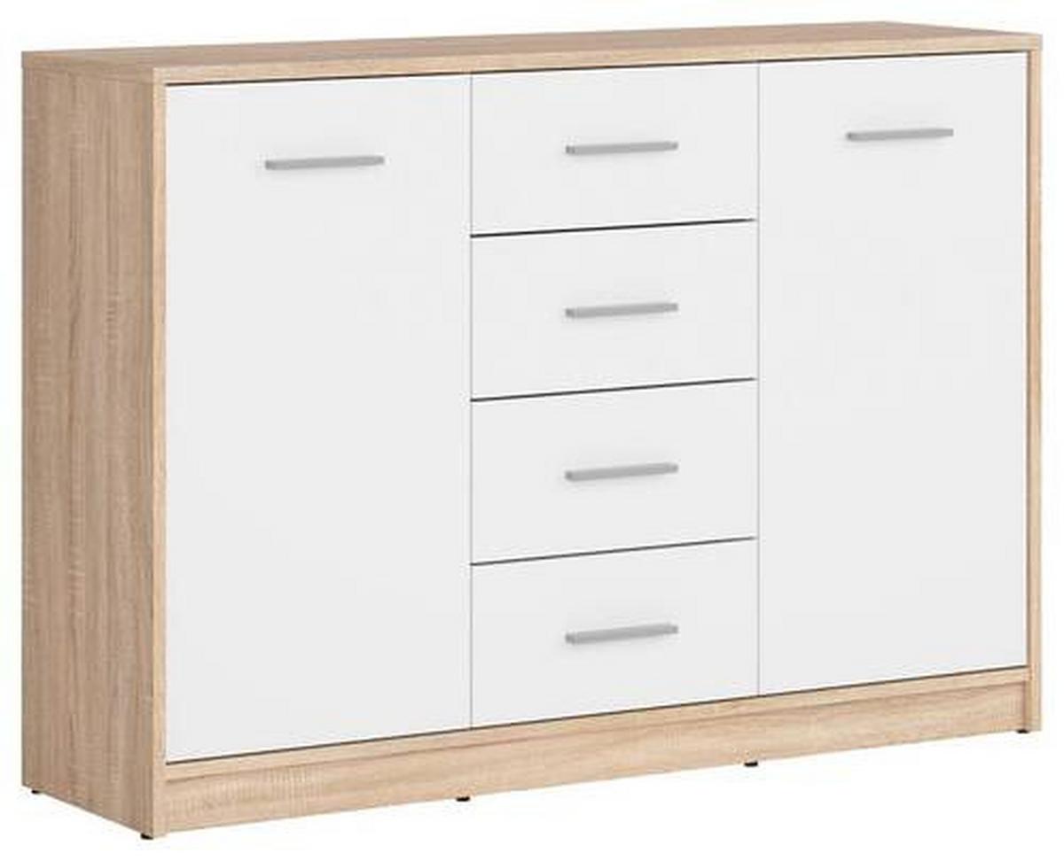 Kommode 118,5 cm Nepo Plus Onoma Eiche Deko - Schwarz/Weiß, Design, Holzwerkstoff (118,5/84/34cm)