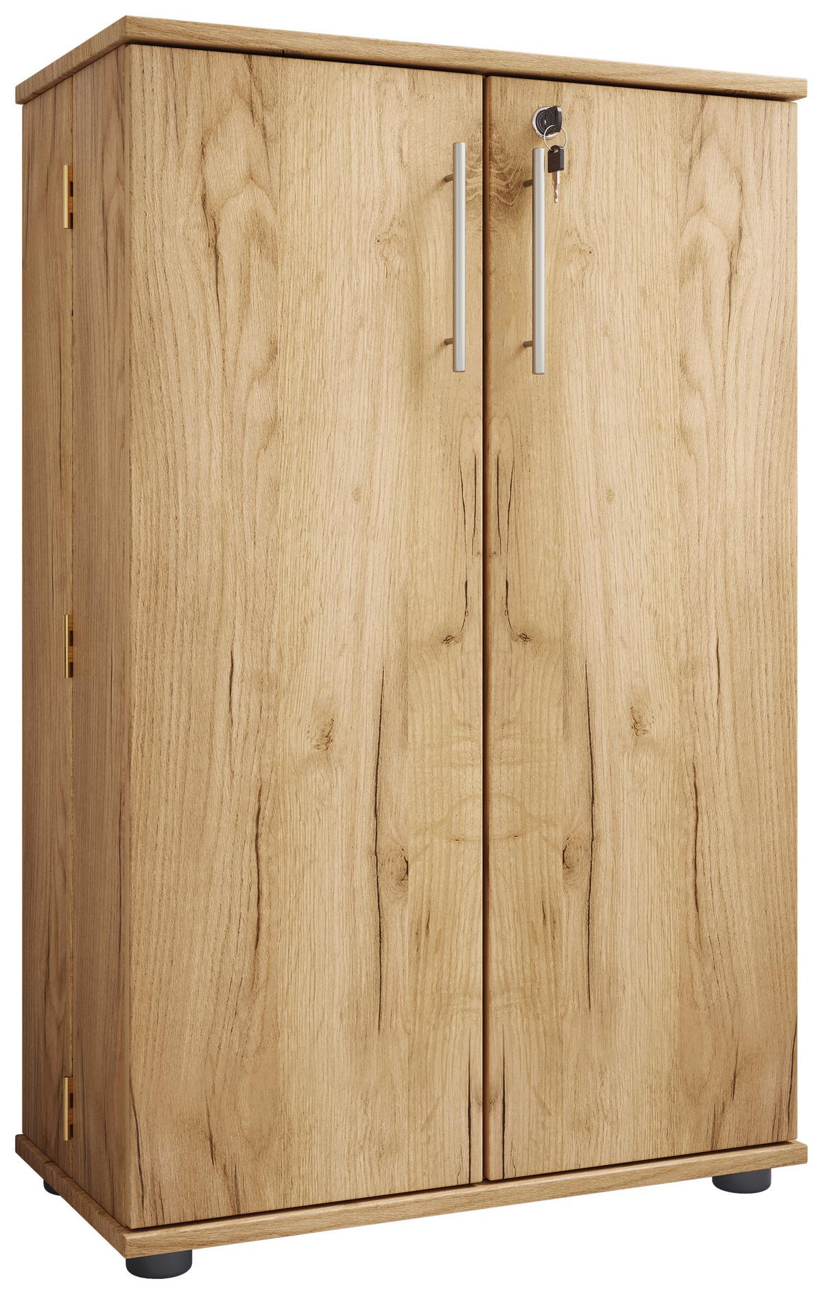 CD-Regal Engalo Eiche Dekor B: 60 cm - Honigeiche/Schwarz, Design, Holzwerkstoff (60/93/31cm) - MID.YOU
