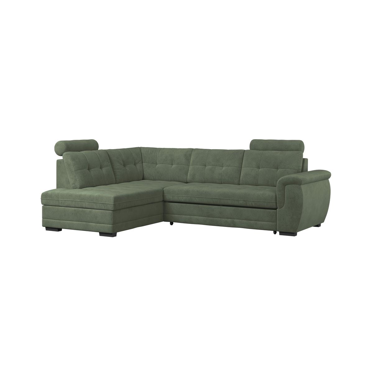 Ecksofa mit Schlaffunktion Falco new Grün 183x251 cm - Schwarz/Grün, KONVENTIONELL, Textil (183/251cm) - Ondega