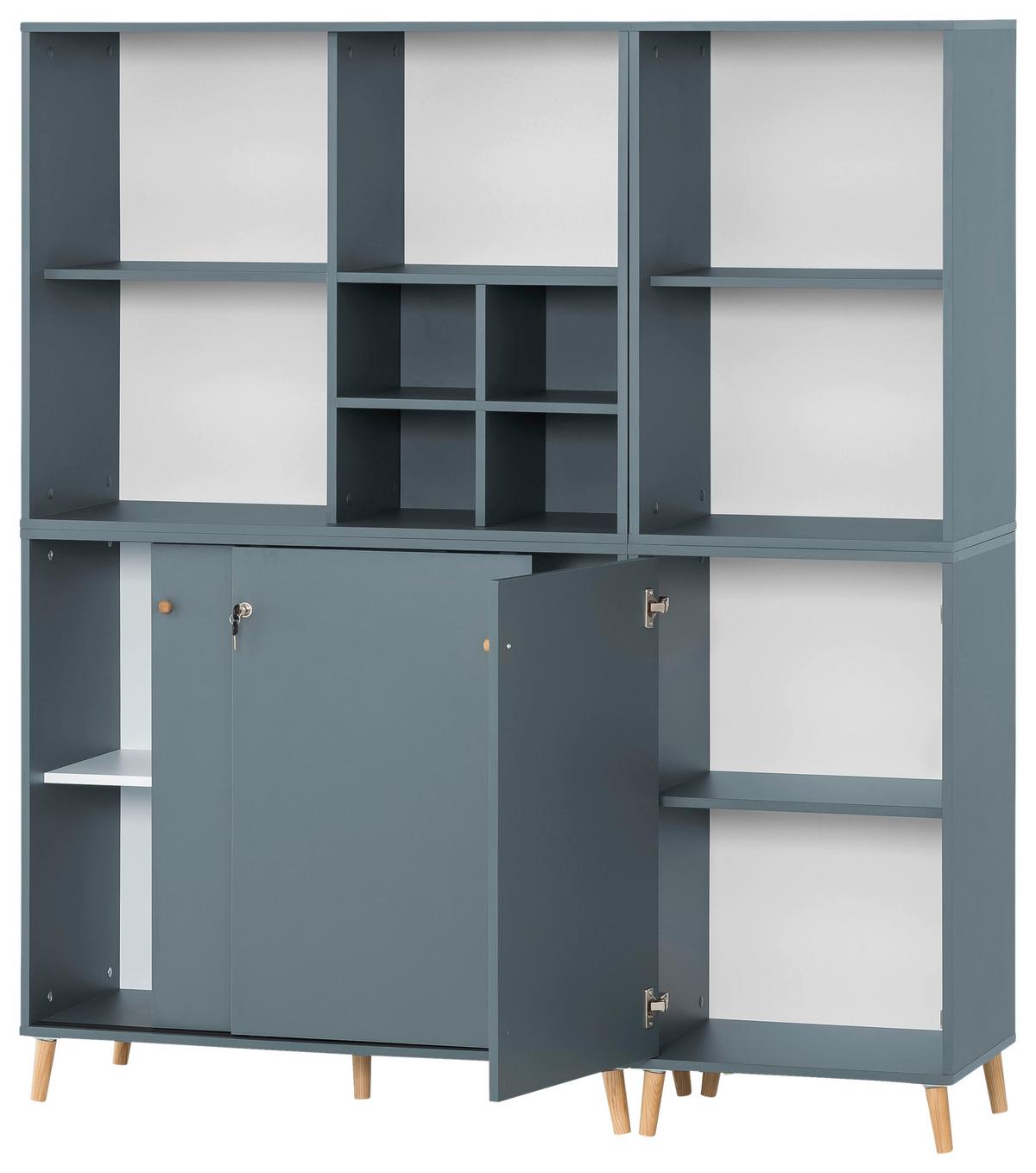 Aktenschrank Set Us1000+us510+regal - Petrol, MODERN, Holzwerkstoff (151,05/175,2/41cm) - MID.YOU