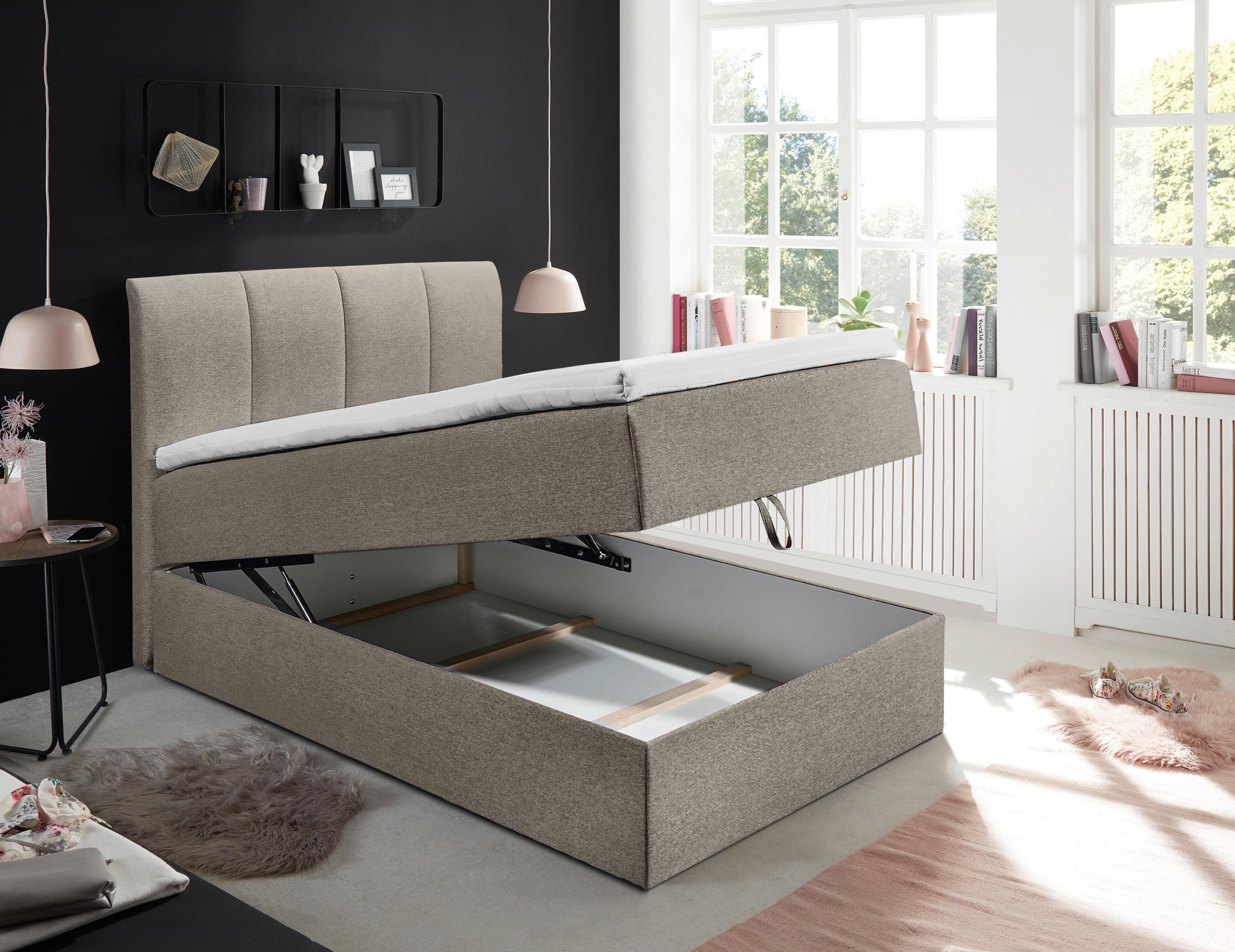 Boxspring posteľ GRANADA hnedá 120x200 cm - čierna/bahenná hnedá, Basics, textil/plast (120/200cm) - MID.YOU